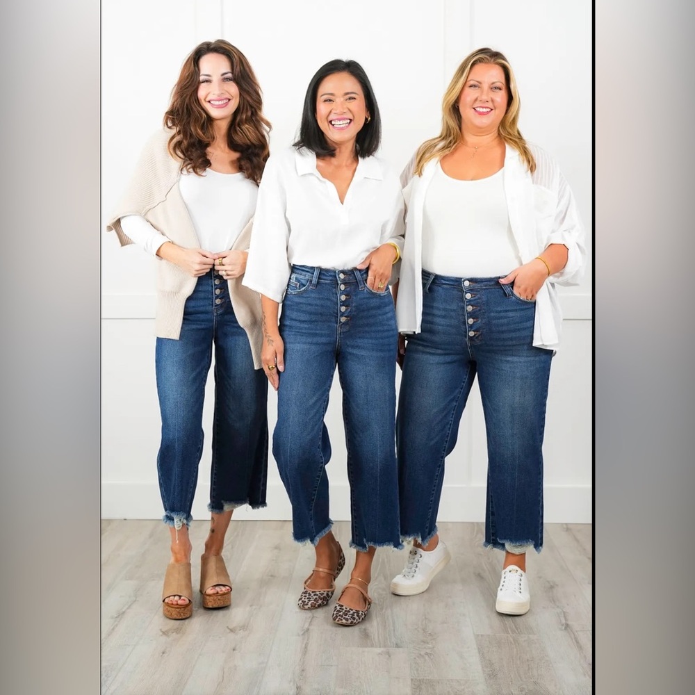 Judy Blue High Rise Wide Leg Jeans - Medium Blue - Picture 6 of 7